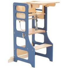Duck Woodworks Klappbarer Lernturm und Hochstuhl Blau