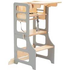Duck Woodworks Klappbarer Lernturm und Hochstuhl Grau