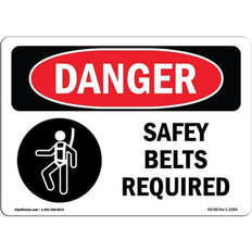 Multicoloured Workplace Signs SignMission OS-DS-D-35-L-1554 OSHA Danger Sign Safety Belts Required
