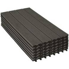 Composite Decking Timber WOLTU 6 x WPC Composite Decking Boards 30 x 60 cm Wood Effect Grey