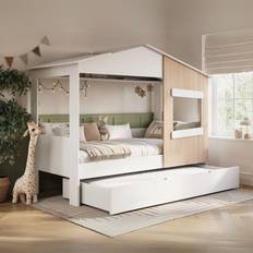 Kid's Room Flair Dreamland House Bed With Trundle White and Oak
