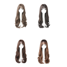 Hair Products Exogio Wig With Bangs for Women Long Curly Cold Brown