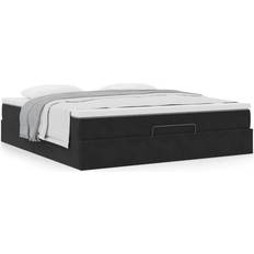 Sängpaket vidaXL Ottoman Sängram Med Madrass Svart 180x200 cm Sammet Sängpaket