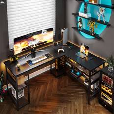 Brayden Studio L-Shaped Gaming Table With 2 Outlets