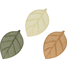 Bruna Bordstabletter Kaemingk Set of 3 Woven Paper Leaf Shaped Table Mats Place Mat Green, Brown