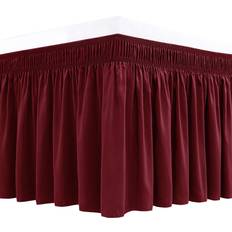 Red Valance Sheets Biscaynebay Wrap Around Bed Skirts 15" Drop Burgundy Adjustable Elastic Dust Ruffles Valance Sheet Brown, White, Black, Red