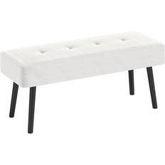 Steel Benches Homcom End of Bed with Thick Padding and Steel Legs Settee Bench