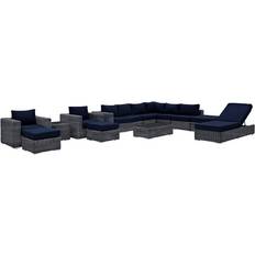 Aluminium Outdoor Lounge Sets America Luxury Modern Urban Patio 12-Piece Sectional Sofa Navy Blue Rattan Outdoor Lounge Set