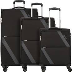 American Tourister Black Suitcase Sets American Tourister Star Max 4 Wheels Suitcase Set 3-Piece