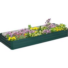 Stahl Aufsatzrahmen OutSunny Hochbeet Aus Stahl 241 x 90,5 x 30 cm Pflanzkasten Grün