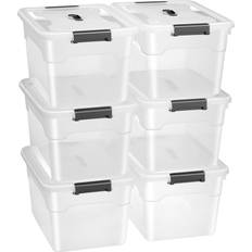 Juskys Aufbewahrungsbox mit Deckel 30l Transparent Staukasten