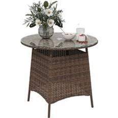 Outdoor Side Tables OutSunny Rattan Garden with Umbrella Hole - Brown Outdoor Side Table