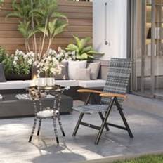 Patio Chairs on sale OutSunny Outdoor Folding Rattan Chair Light Grey