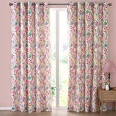 Catherine Lansfield Tilly Floral Fully Reversible Eyelet Curtains 168cm x 229cm Pink