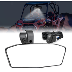 Rearview & Side Mirrors Kemimoto Rear View Mirror With Lights Fit 1.75-2 Round Roll Bar
