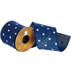 Blue Gift Wrap Ribbons Vickerman Q226591 4 x 10 Yards Dark Blue PerWhite Stars Print Wired Edge Ribbon