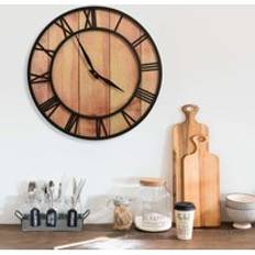 MDF Wall Clocks Berkfield Home 39 cm Brown and Black MDF and Iron Wall Clock