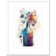 Glass Framed Art ARTERY8 Wall Print Wildflower Spring Bouquet 9 x 7 Inch Framed Art