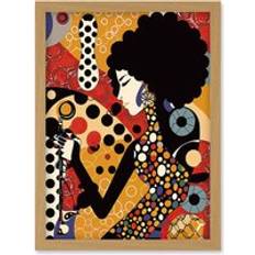 Interior Details ARTERY8 Soul Music Singer Multicoloured Dots Pattern Artwork Wall Print A4 - Tan - One Size Framed Art
