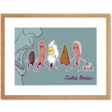 Beige Framed Art ARTERY8 Wall Print Scottish Breakfast Cartoon Artwork 9 x 7 Inch - Beige Framed Art