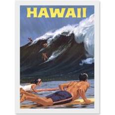 Interior Details ARTERY8 Travel Tourism Hawaii USA Surf Ocean Wave A4 Artwork Wall Print One Size Framed Art