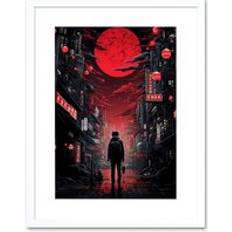 Interior Details ARTERY8 Wall Print Midnight Blood Moon in Tokyo 9 x 7 Inch Framed Art