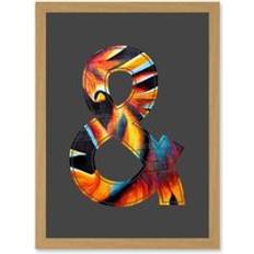 Interior Details ARTERY8 Symbol And And Ampersand Sign Golden Bird Decorative Graffiti Mural Alphabet Initial Stencil Artwork Wall Print A4 - Tan Framed Art