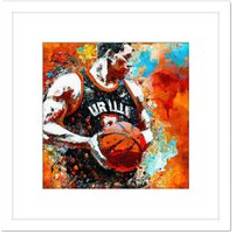 Interior Details ARTERY8 Basketball Player Sport Vibrant Painting 8 x 8 Inch Framed Art