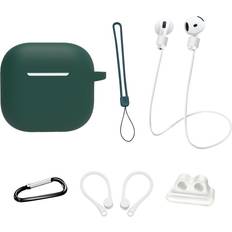 MTK AirPods 4 6 i 1 Tillbehör Fodral Rem Hållare Öronkrokar Nyckelring Gräs