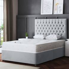 King size mattress DS Living Seraphine King Size Silver Upholstered Panel Divan Bed