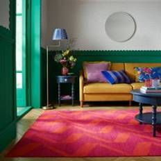 Sophie Robinson Zig Zag Wool Rug - Raspberry/Watermelon