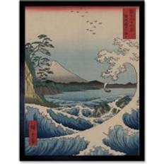 ARTERY8 Utagawa Hiroshige Japanese Sea Off Satta Old Wall Print 12 inch x 16 inch Framed Art