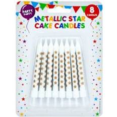 Birthdays Cake Candles VFM e-Store Metallic Gold Birthday Cake Candles 75mm One Size