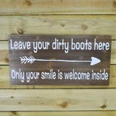 Wood Wall Decor Samuel Alexander Dark Rustic Fir Wood Welcome Arrow Hanging Sign 60cm x 30cm Brown Wall Decor