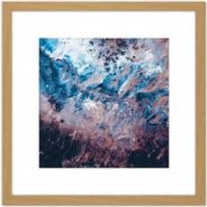 Oak Framed Art ARTERY8 Abstract Crystal Blue Orange Purple 8 x 8 Inch Square Wooden Wall Print Picture with Mount Framed Art
