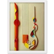 Yellow Framed Art ARTERY8 Kandinsky Inspired Abstract Musical Symbol Clefs Artwork Wall Print A4 One Size Framed Art