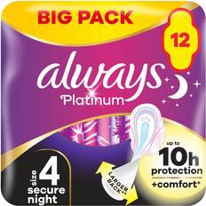 Menstrual Pads Always Platinum Secure Night Size 4 Sanitary Pads With Wings Size 4