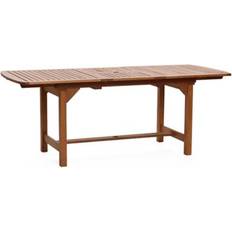 Wood Outdoor Dining Tables LuxenHöme Natural Solid Wood 60-78 in Extending Rounded Rectangle