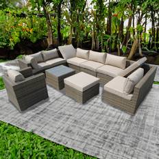 Yellow Outdoor Lounge Sets Furniture One 10 Seater Yellow Rattan Garden Patio Sofa Outdoor Lounge Set