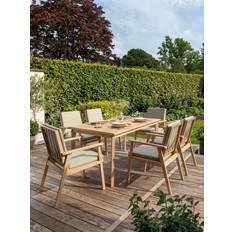 Kettler Hampton 6-Seater Garden Table & Chairs Acacia Wood Natural/Sage Patio Dining Set
