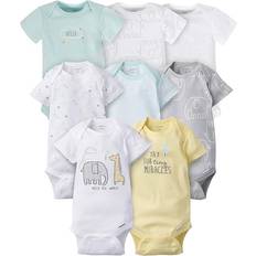 Stars Bodysuits Gerber Baby 8-Pack Short Sleeve Onesies Bodysuits, Animals Green, Newborn