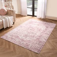 Carpets & Rugs OHS Vintage Print Washable Indoor Carpet Floor Rug 80 x 150 cm Blush Pink 80x150cm