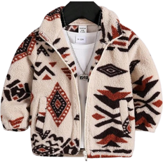 Shein Baby Boys AutumnWinter Christmas Style Apricot Boho Floral Printed Fleece Jacket