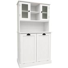 Bed Bath & Beyond 2-Compartment Tilt-Out Laundry Hamper Tall Bathroom Cabinet with Shelves 32.68 In W X 59.69 In H X 14.57 In D