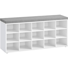 Songmics Skoreol Med Bænk Og 15 Rum Hvid Grå Skostativ 104.9x48cm