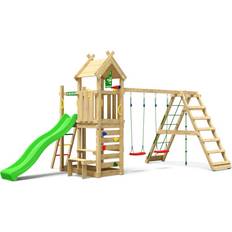 Jungle gym legetårn Jungle Gym Teepee legetårn komplet inkl. klatremodul og grøn rutschebane 804-088C2G