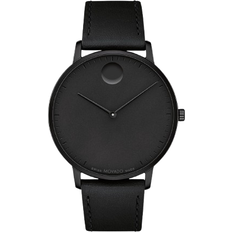 Movado Face Black With Black Leather
