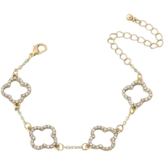 Shein 1pc Punk Style Hollow Out Flower Design Bracelet With Gemstone & Golden Metallic Ring