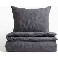 H&M Musselin-Bettwäsche Für Einzelbett Grau 135x200 80x80 Bettbezug Grau (200x135cm)