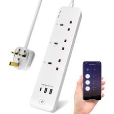 3 Gang Smart Wifi Extension Lead, 1.4M Cable, 2 Usb-A And 1 Usb-C One Size